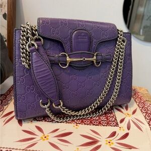 Gucci Guccissima Small Emily Chain Shoulder and crossbody Bag Purple